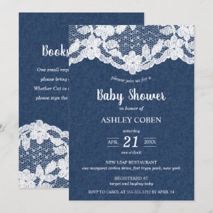 Invitation Baby shower Denim et Lace