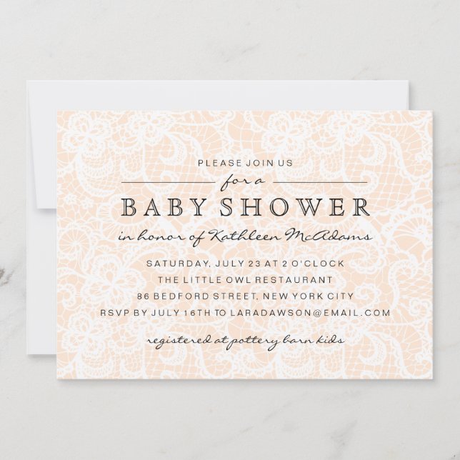 Invitation Baby shower dentelle vintage (Devant)