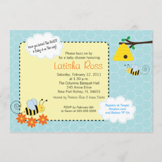 Invitation Baby shower des abeilles bourdonnantes 5x7 Invitat