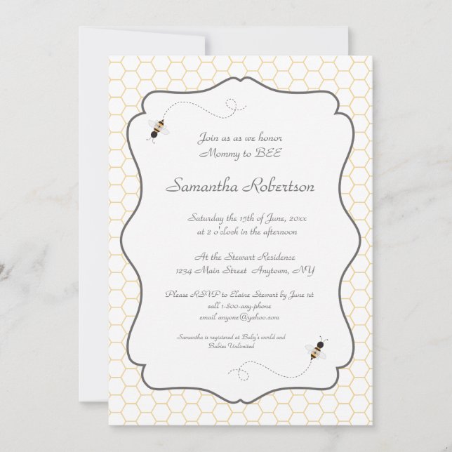 Invitation Baby shower des abeilles en effervescen (Devant)