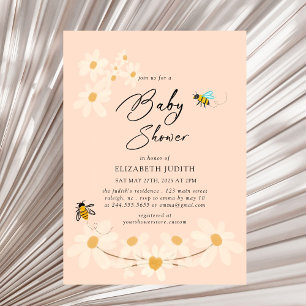 Invitation Baby shower des abeilles rose floral