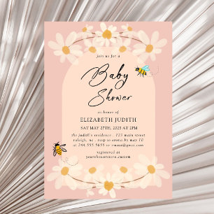 Invitation Baby shower des abeilles rose floral