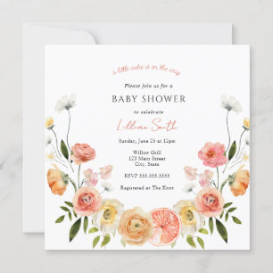Invitation Baby shower des agrumes et fleurs