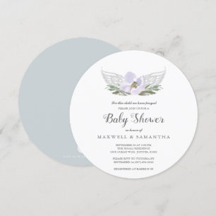 Invitation Baby shower des ailes d'Angel Wings aux aquarelles