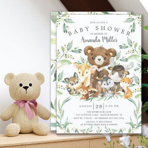 Invitation Baby shower des amis de Woodland