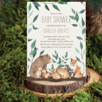 Invitation Baby shower des amis des animaux de boi