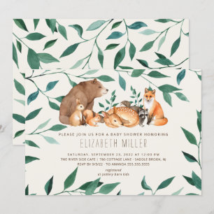 Invitation Baby shower des amis des animaux de la forêt