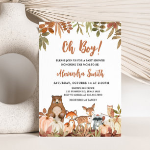 Invitation Baby shower des animaux Citrouilles de bois