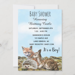 Invitation Baby shower des animaux créatifs des forêts