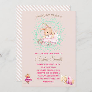 Invitation Baby shower des animaux de ballet