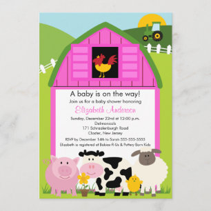 Invitation Baby shower des animaux de Barnyard Inv
