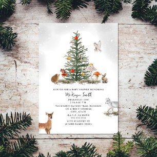 Invitation Baby shower des animaux de bois de Noël