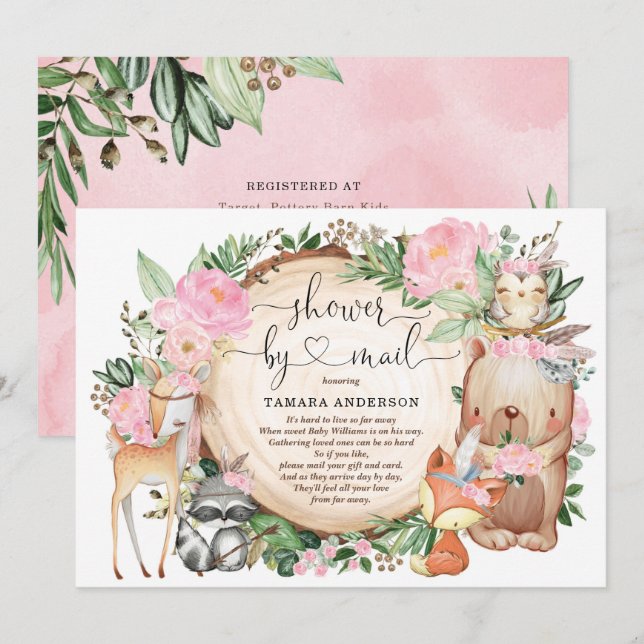 Invitation Baby shower Des Animaux De Bois Tribaux Par La Pos (Devant / Derrière)