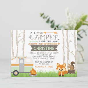 Invitation Baby shower des animaux de forêt de camping de Woo