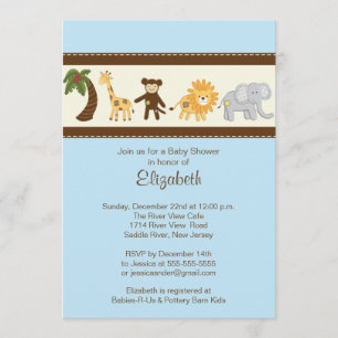 Invitation Baby shower des animaux de Jungle Safari