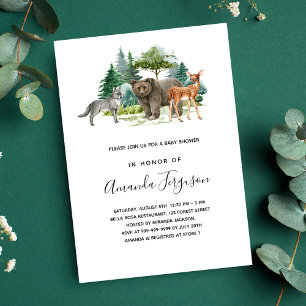 Invitation Baby shower des animaux de la forêt