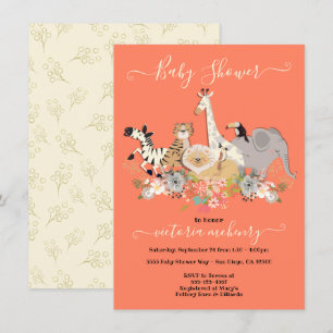 Invitation Baby shower des animaux de la jungle