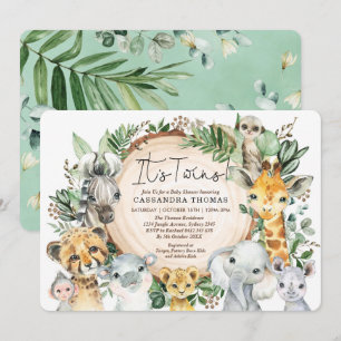 Invitation Baby shower des animaux de la Jungle de verdure