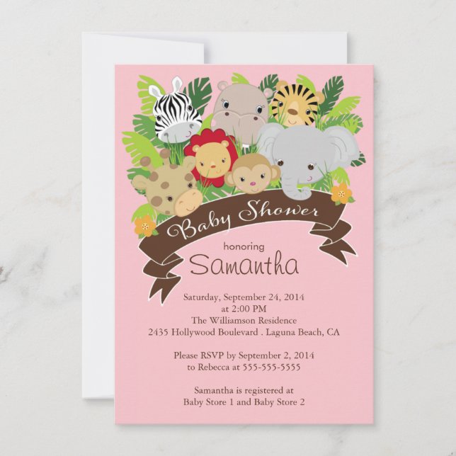 Invitation Baby shower des animaux de la jungle moderne (Devant)