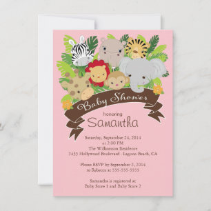 Invitation Baby shower des animaux de la jungle moderne