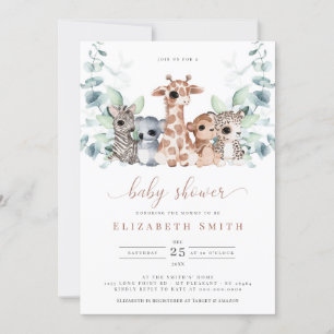 Invitation Baby shower des animaux de la jungle Safari Eucaly