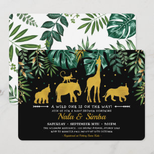 Invitation Baby shower des animaux de la jungle tropicale