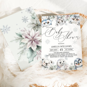 Invitation Baby shower des animaux de l'Arctique