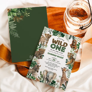 Invitation Baby shower des animaux de Safari de la Jungle tro