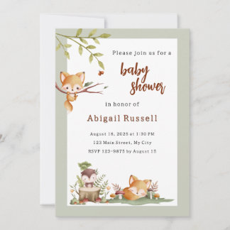 Invitation Baby shower des animaux des bois