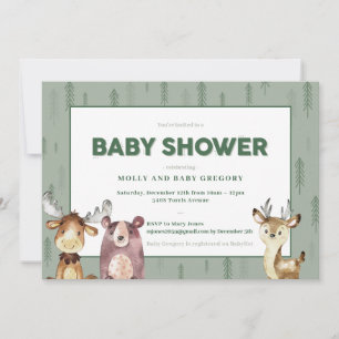 Invitation Baby shower des animaux des bois