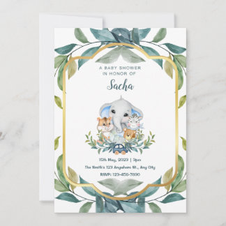 Invitation Baby shower des animaux des bois