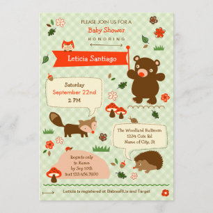 Invitation Baby shower des animaux des bois