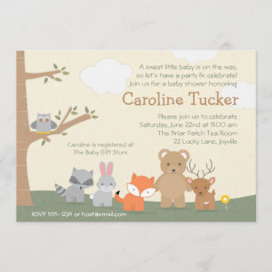 Invitation Baby shower des animaux des bois