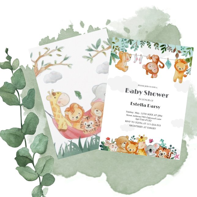 Invitation Baby shower des animaux des bois (Créateur téléchargé)