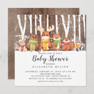 Invitation Baby shower des animaux des bois d'hive