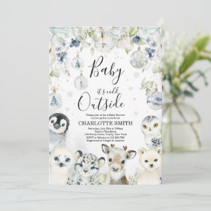 Invitation Baby shower des animaux d'hiver de l'Ar