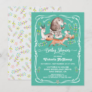 Invitation Baby shower des animaux forestiers