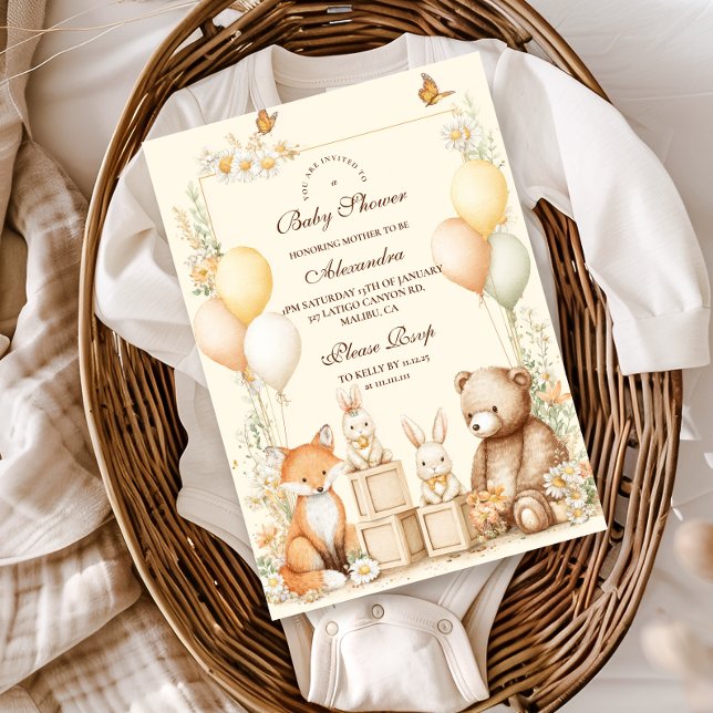 Invitation Baby shower des animaux forestiers (Créateur téléchargé)