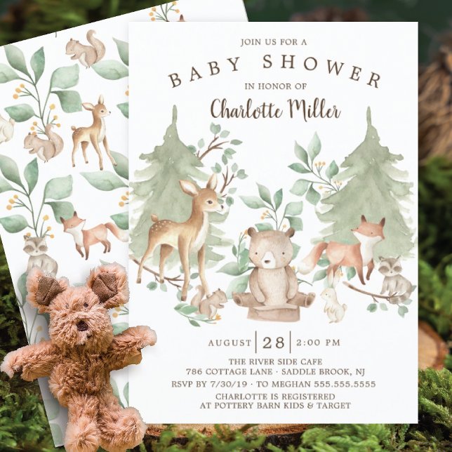 Invitation Baby shower des animaux forestiers (Créateur téléchargé)