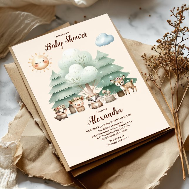 Invitation Baby shower des animaux forestiers (Créateur téléchargé)
