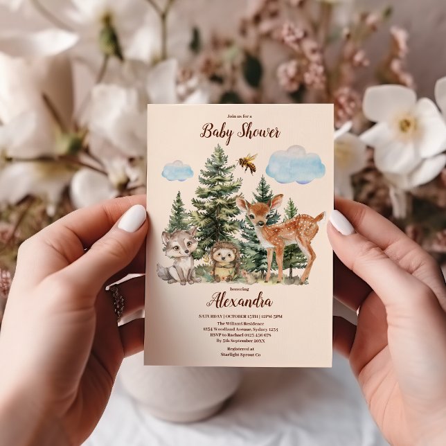 Invitation Baby shower des animaux forestiers (Créateur téléchargé)