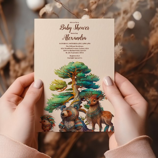 Invitation Baby shower des animaux forestiers (Créateur téléchargé)