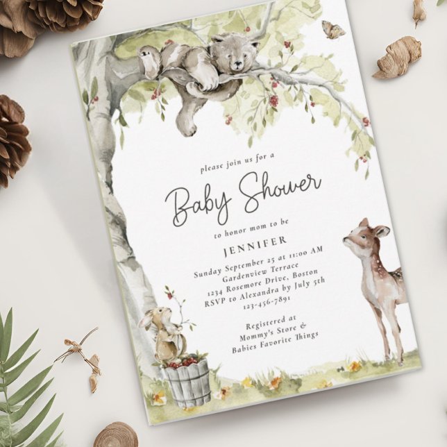 Invitation Baby shower des animaux forestiers (Créateur téléchargé)