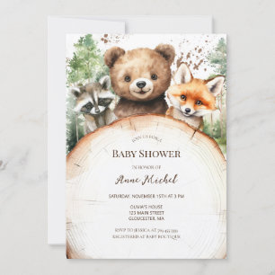 Invitation Baby shower des animaux forestiers