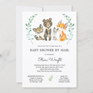 Invitation Baby shower des animaux forestiers par courrier