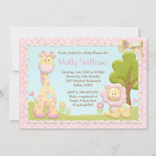Invitation Baby shower des animaux roses