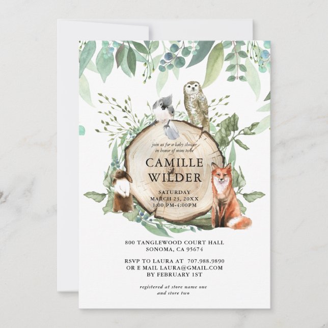 Invitation Baby shower des animaux rustiques de bo (Devant)