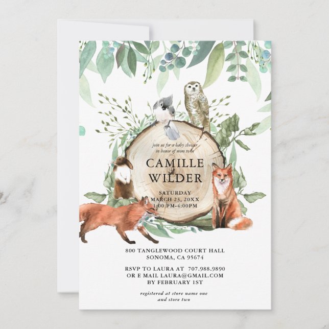 Invitation Baby shower des animaux rustiques de bo (Devant)