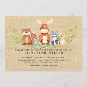 Invitation Baby shower des animaux rustiques de bo