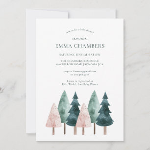 Invitation Baby shower des arbres forestiers